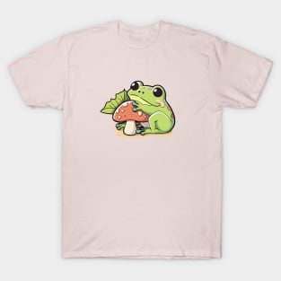 Cute Kawaii Frog with Mushroom T-Shirt